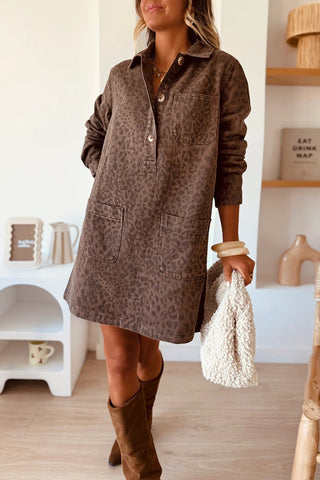Button-Down Denim Dress with Pockets