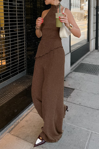 Elegant High Neck Pants Set