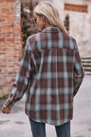 Plaid Button-Front Blouse