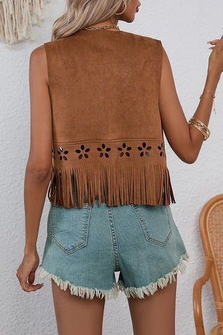Fringe Detail Vest with Cutout Design