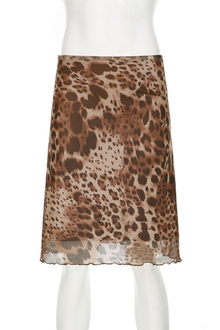 Elegant Animal Print Midi Skirt