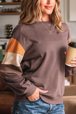 Colorblock Sleeve Casual Sweatshirt