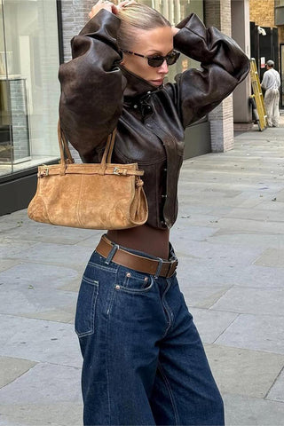 High-Collar Cropped Jacket