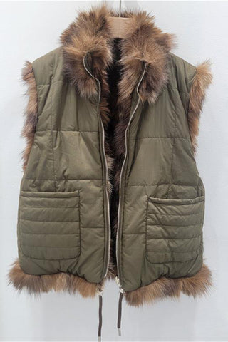 Zip-Front Faux Fur Vest