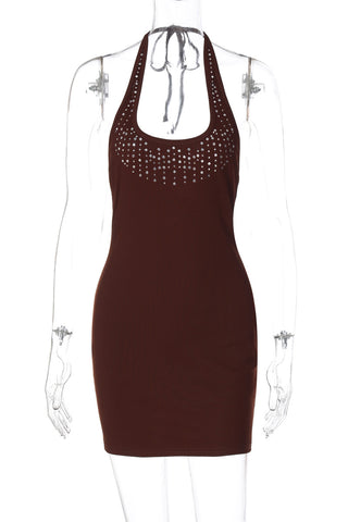 Studded Halter Night Out Dress