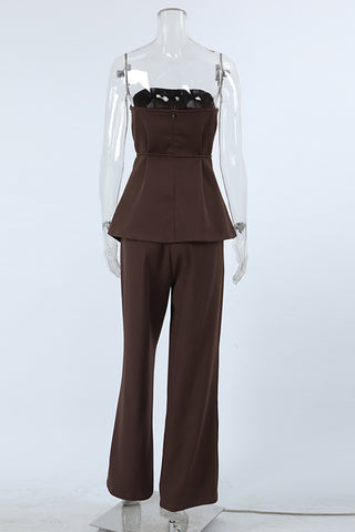 Strapless Tie-Waist Casual Set
