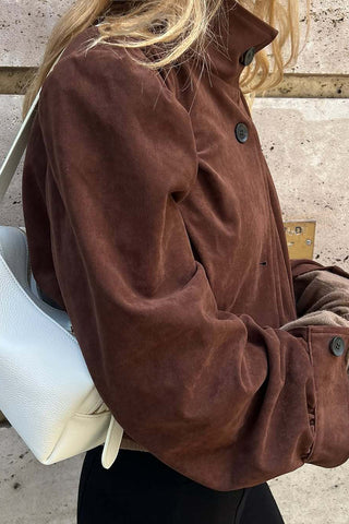 Cropped Button-Front Blazer Jacket