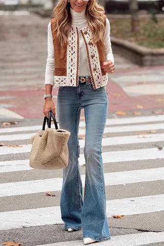 Chic Button-Front Lace Vest