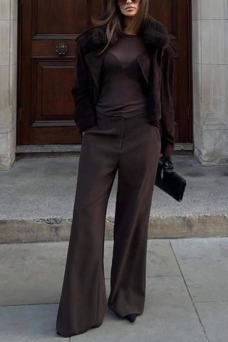 Chic Shearling-Collar Jacket