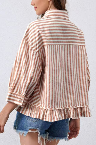 Striped Ruffle Hem Blouse