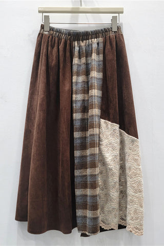 Patchwork Skirt with Elastic Waist