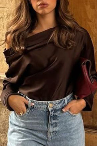 Off-Shoulder Long Sleeve T-Shirt