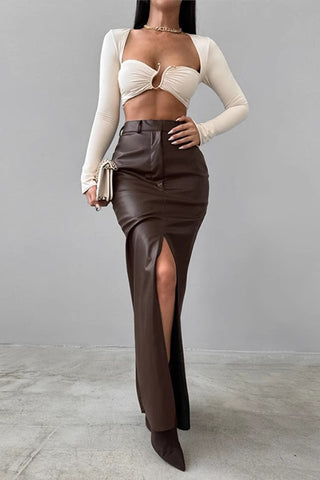 Elegant High-Slit Maxi Skirt