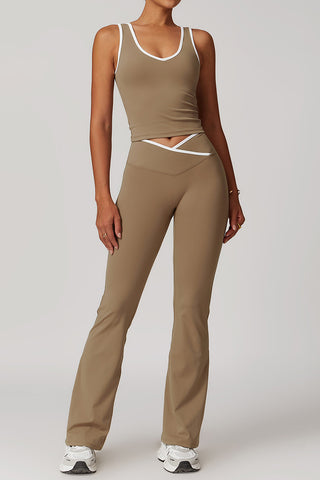 Plunge Neck Contrast Trim Sport Set