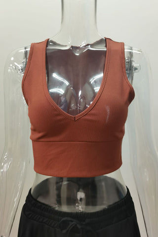V-Neck Ribbed Tank Top