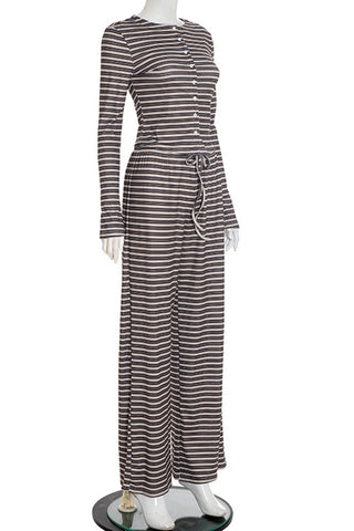 Striped Long-Sleeve Casual Pants Set