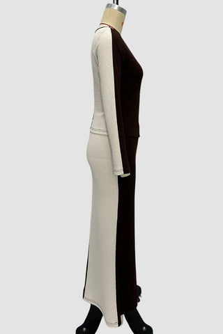 Dual-Tone Chic Skirt Set