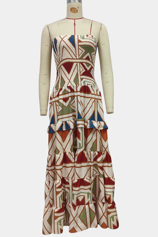 Strapless Geometric Vacation Dress