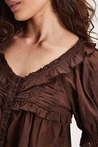Ruffled Button-Front Blouse