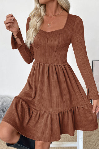 Long Sleeve Casual Fit and Flare Dress