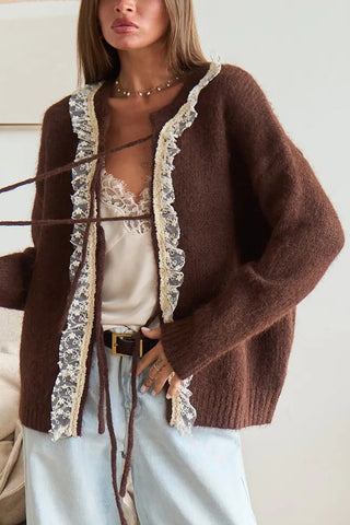 Open-Front Cardigan with Delicate Details