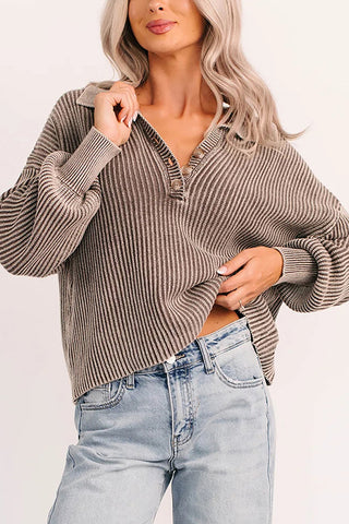 Button-Front Ribbed Top
