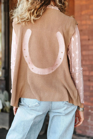 Cardigan Vest with Horseshoe Print