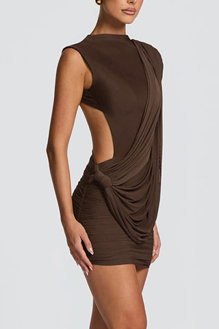 Draped Detail Ruched Mini Dress