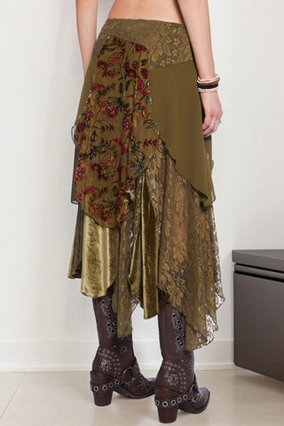 Layered Floral Midi Skirt