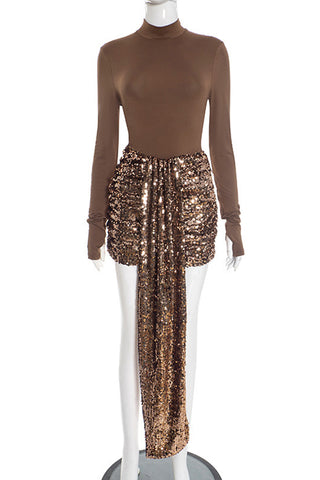 Elegant Sequin Mini Skirt Set