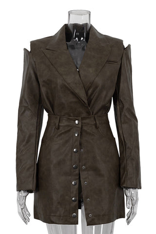 Buttoned Skirt Suit Set with Blazer