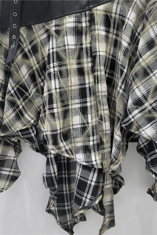 Asymmetrical Plaid Midi Skirt with Belt