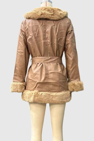 Fur-Trimmed Belted Jacket