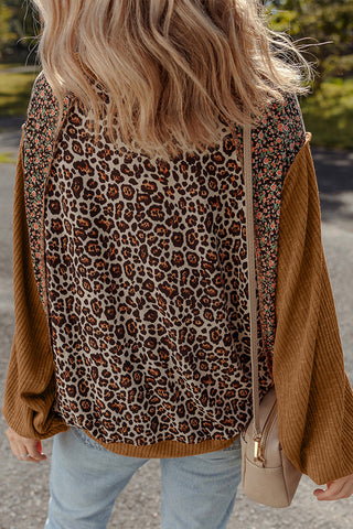 Mixed Print Long-Sleeve Pullover