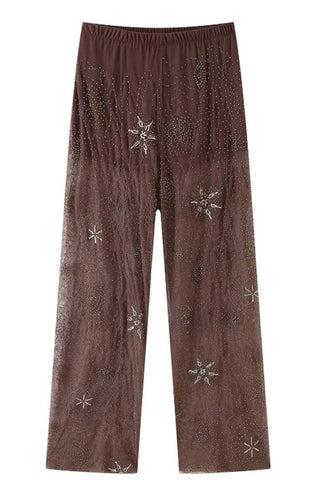 Embellished Strapless Top & Wide-Leg Pants Set