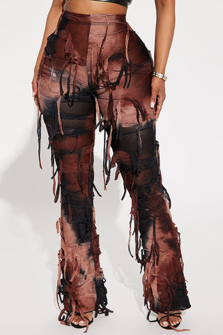 Distressed Fringe Casual Pants