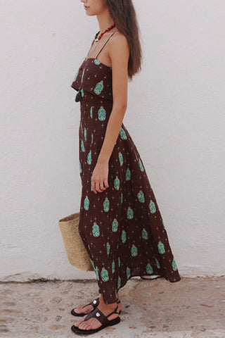 Patterned Spaghetti Strap Dress