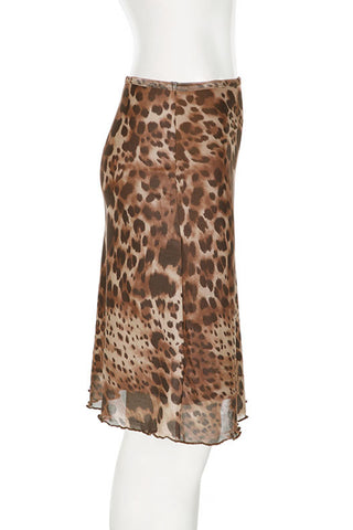 Elegant Animal Print Midi Skirt