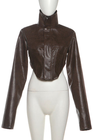 High-Collar Cropped Jacket