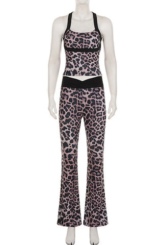 Patterned Cross-Back Pants Set