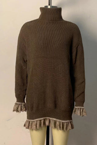 Ruffle Trim Sweater Dress