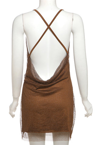Strappy Mesh Layered Mini Dress