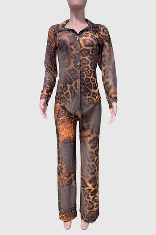 Stylish Two-Piece Animal Print Set