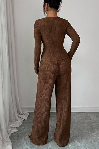 Elegant Wrap-Front Pants Set