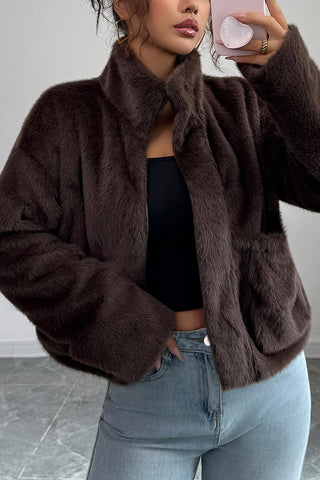 Chic Pocket Fur Coat