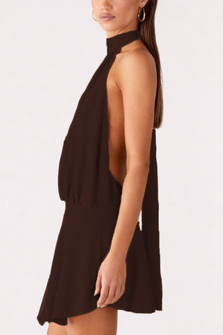 Halter Neck Flare Mini Dress