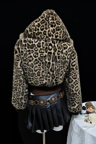 Leopard Print Faux Fur Jacket