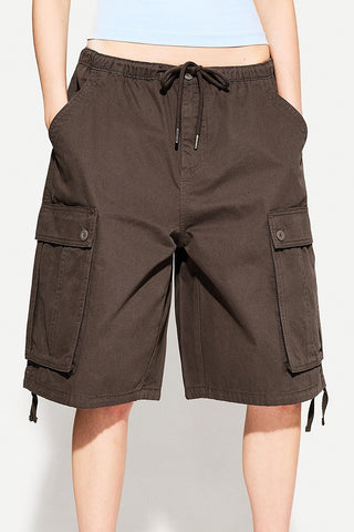 Lace-Up Waist Cargo Shorts
