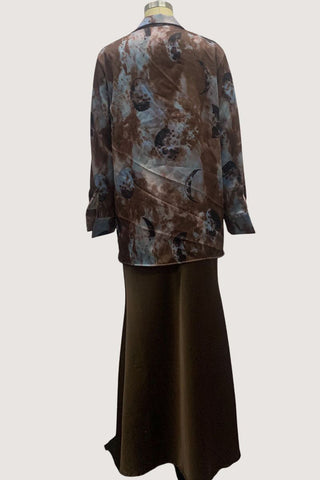 Elegant Printed Blouse and Maxi Skirt Set