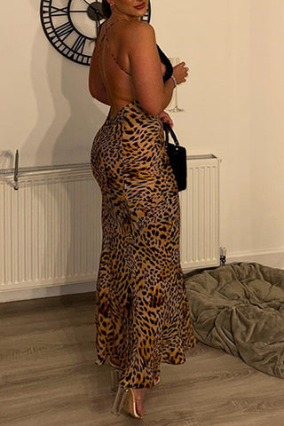 Lace Trim Leopard Print Night Dress